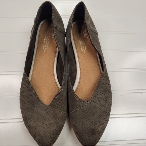 Toms Green Suede Jutti Flats Size 11 - Picture 2 of 5